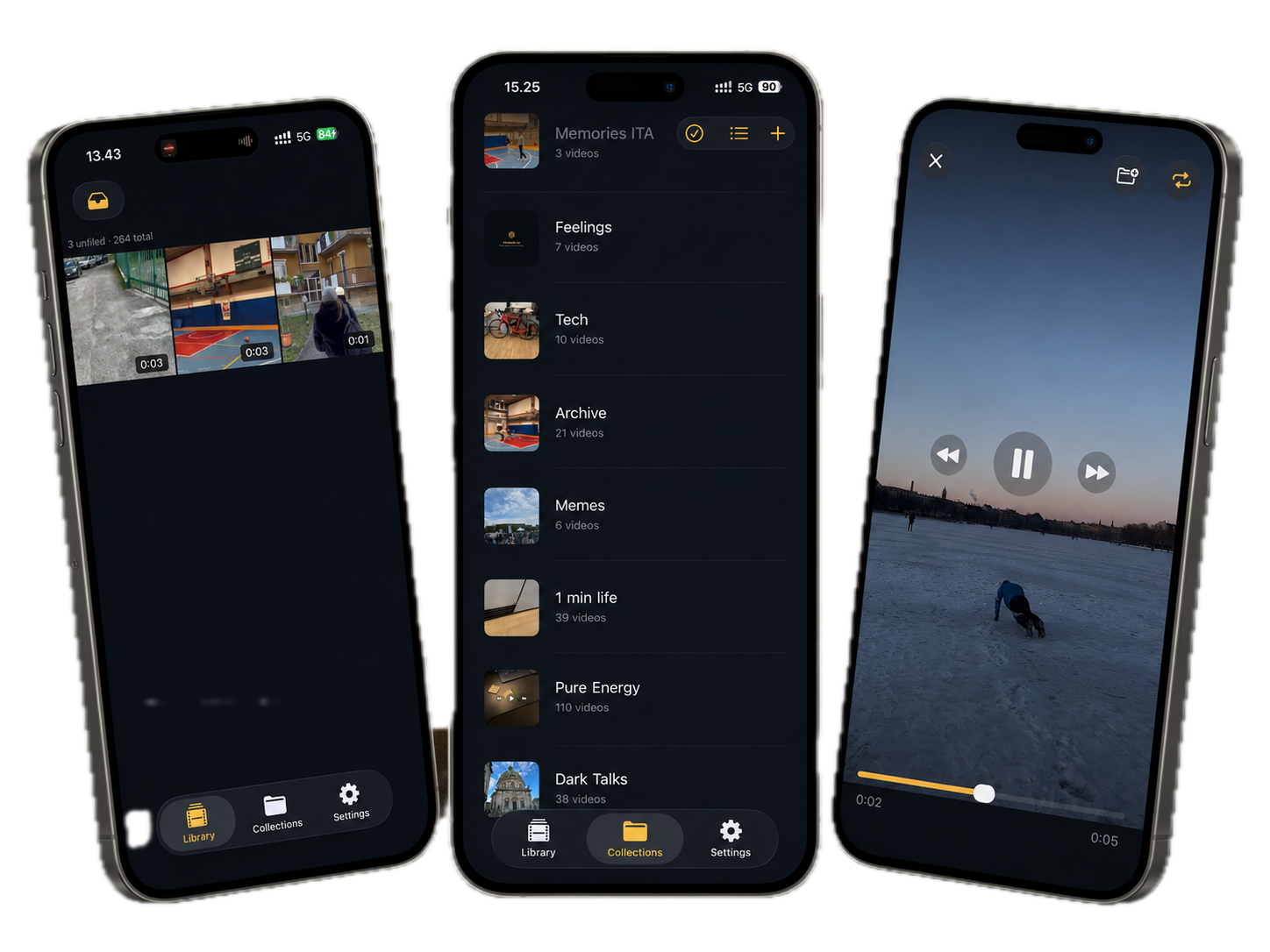 MyLooper on iPhone — Library, Collections, and Loop screens